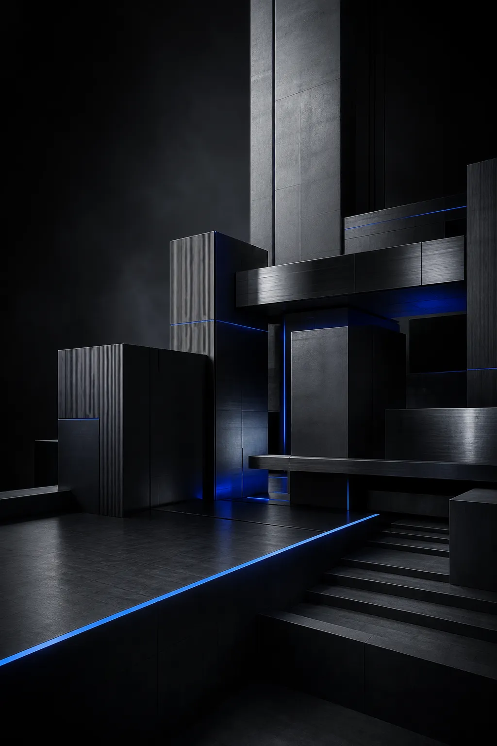 Abstract architectural composition of ordered, interconnected systems.